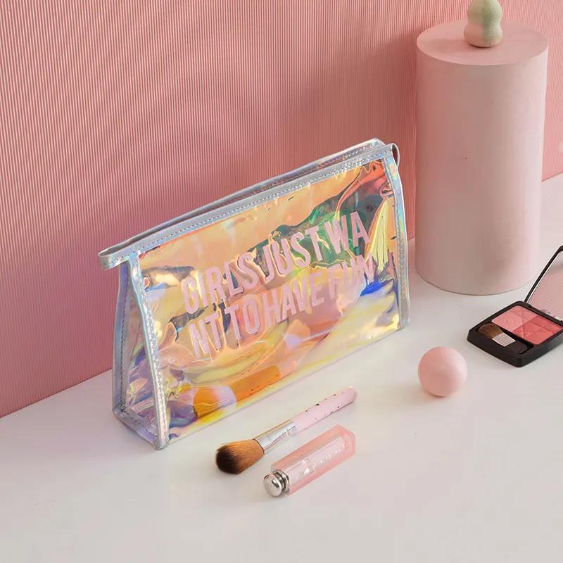 Laser Transparent Jelly Cosmetic Bag Large Capacity Cute Portable Waterproof Toiletry Bag