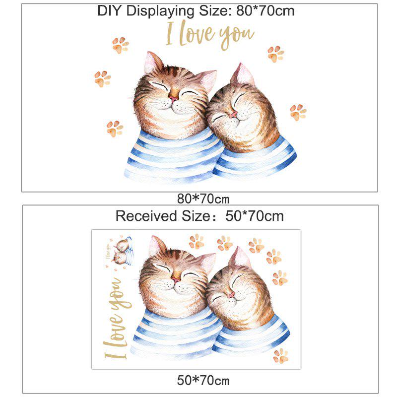 Cute Lovely Cartoon Cats Couples Wall Stickers Paws Prints For Kids Room Bedroom Art Decals Home Dec