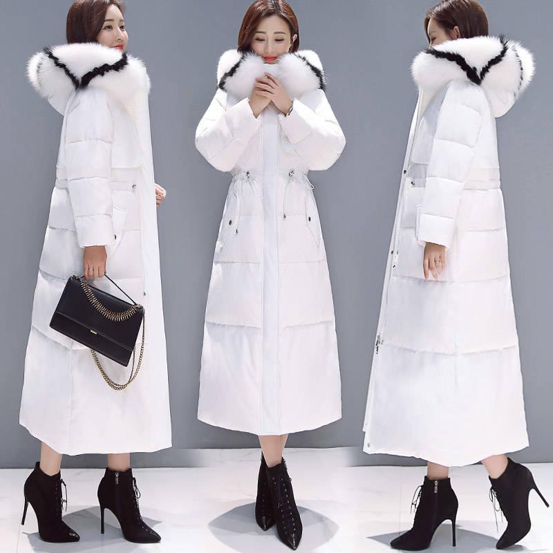 Fashion Coat Hooded Long Women Winter Jacket Fur Collar Warm Thick Parka Cotton-padded