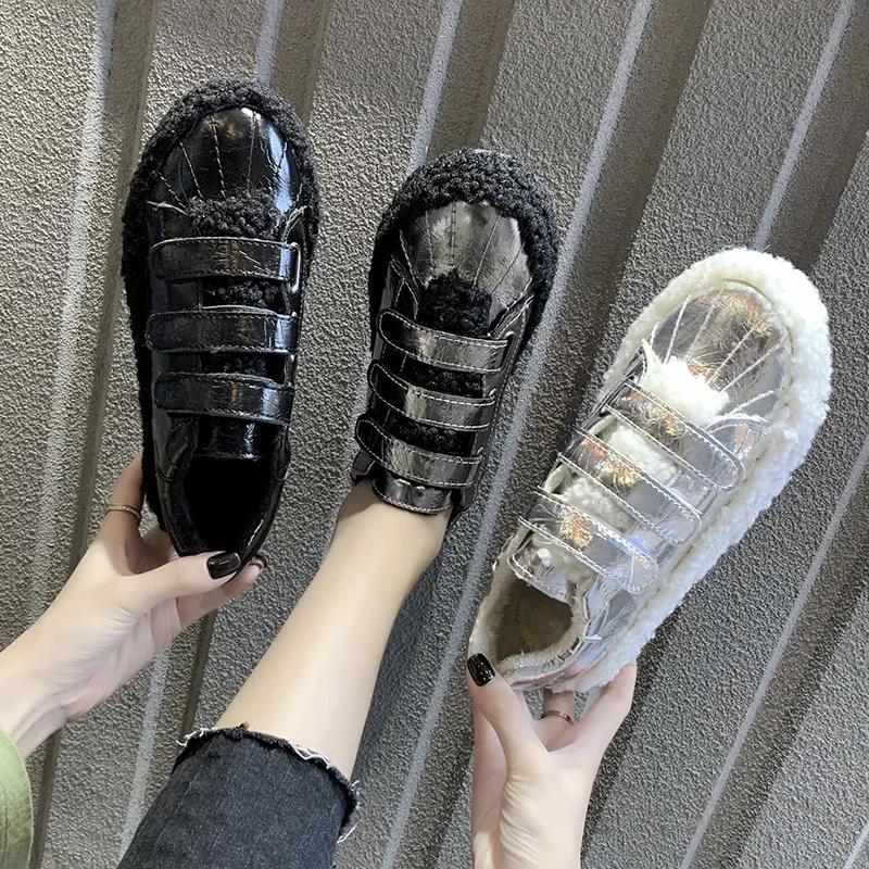 Winter Women's Shoes All-match Plus Velvet Cotton Shoes Women's Thick-soled Plush Shoes Warm Winter Shoes Flat-bottomed Non-slip