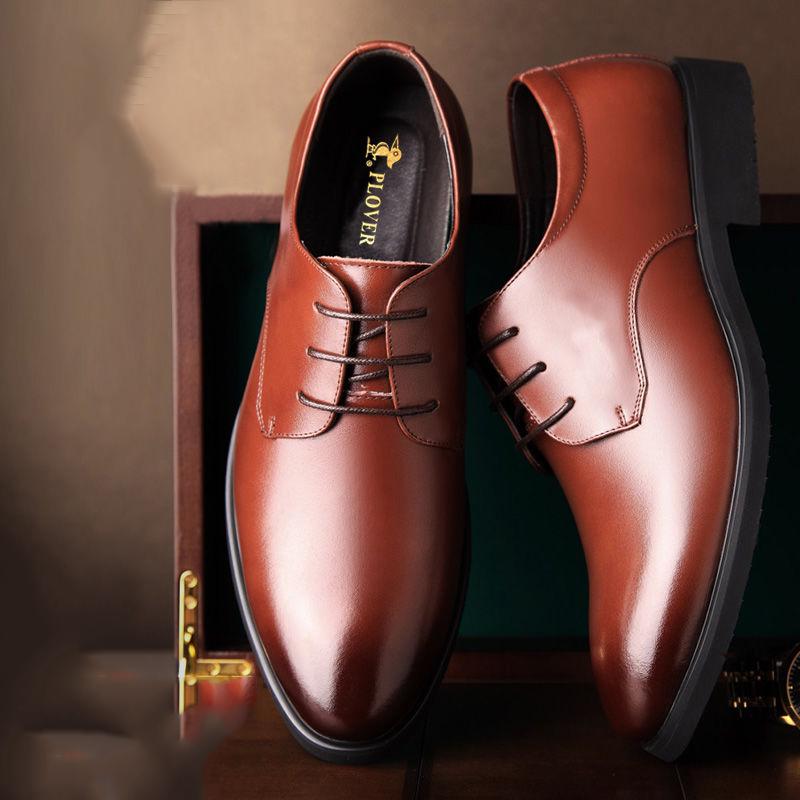 Men's Shoes Lace Up Formal Pointed Toe Leather Shoes Fashion Business Wedding Shoes