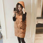 Autumn and Winter Down Cotton Vest Women Mid-length Coat Vest Hooded Waistcoat Plus Size Wool Ball Waistcoat Tide