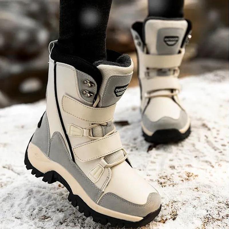 Winter Women's Ski Boots Waterproof Non-slip Outdoor Large Size Snow Boots Plus Velvet Thick Leather Boots