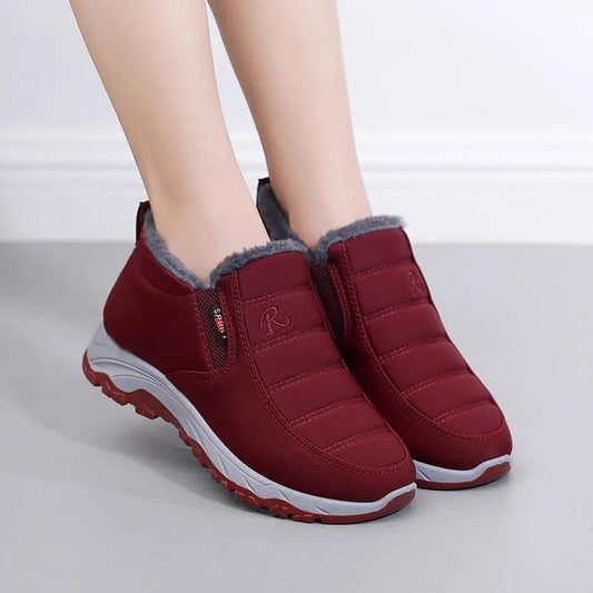 Autumn and Winter Women Plus Velvet Thick Warm Sports Shoes Non-slip Solid Color High-top Sneakers Middle-aged and Elderly Mothers Boots