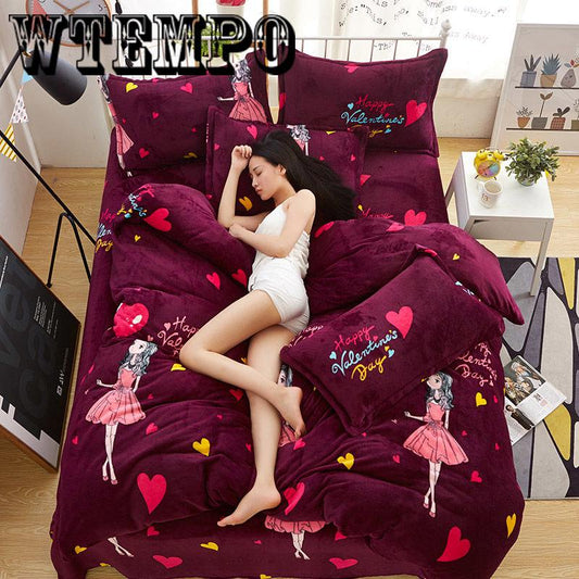 Bedlinens Egyptian  Bedding Set Queen King Size Flat Sheet Duvet Cover Set