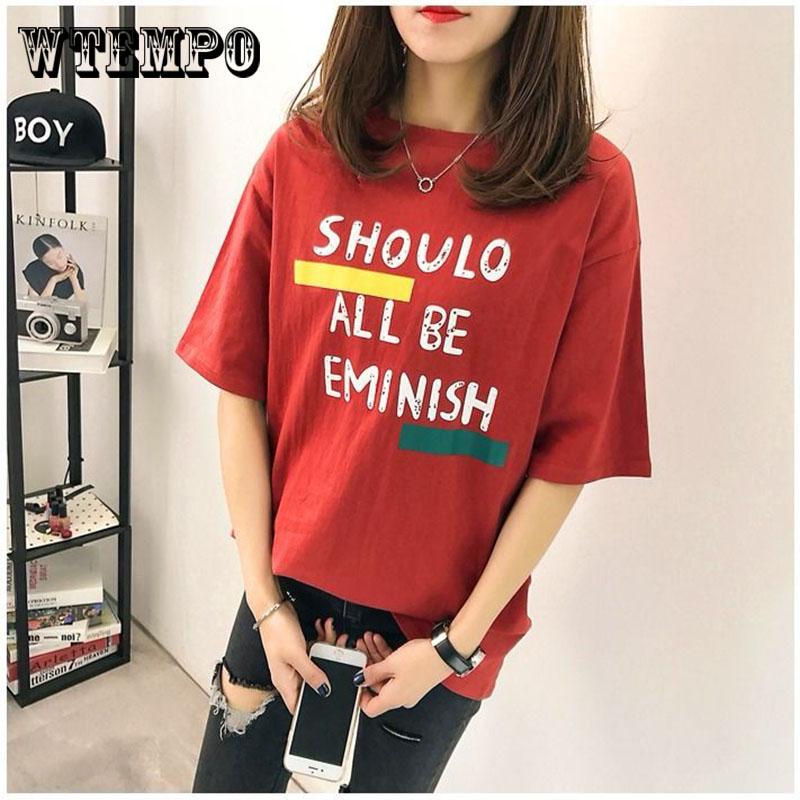 Short Sleeve Casual T-shirts Women Loose Printing White Tshirt Top For Female Summer