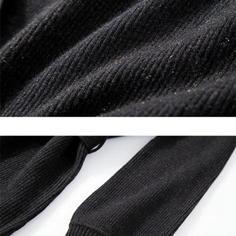 Autumn and Winter Fashion Slim-fit Sweater Dress Lace-up Knee-length Mid-length Dress Long-sleeved Knitted Female Base Dress