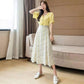 Women's Chiffon Floral Skirt Summer  High Waist Mid-length A-line Draping Fairy Dress