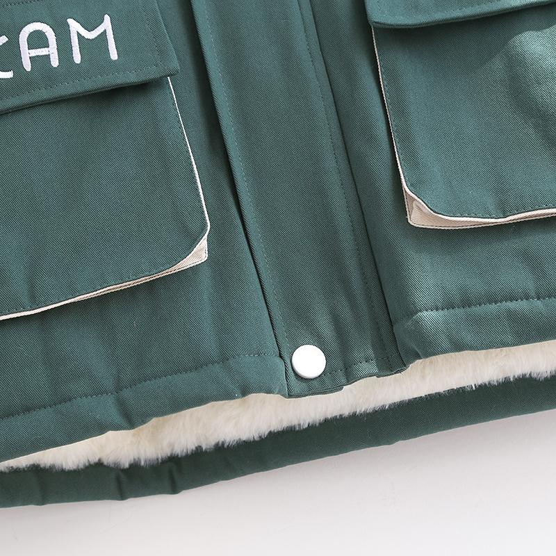 Women's Winter Large Size Cotton Coats Harajuku Plush Thickened Short Cotton Coats Solid Color Loose Casual Versatile Coat