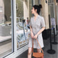 Elegant Plaid Dress Short Sleeve A-line Casual Streetwear Female Short Dress Button Summer Dress