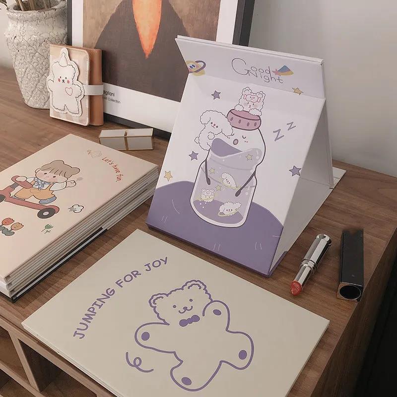 Cute Cartoon Animal Makeup Mirror Girl Woman Folding Mirror Desktop Creative Portable HD Thin Travel Out Household Essentials Princess Makeup Mirror