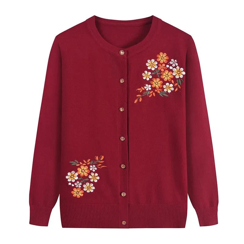 Cardigan Embroidered Jacket for Spring and Autumn Sweater for Autumn and Winter Knit Long Sleeves