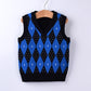 Knitted Baby Vest Children's Checker Printed Vest Boys Knitted V-neck Vest Fall/ Winter Outwear