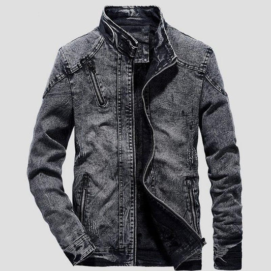 Denim Jacket Men's Korean Style Slim Casual Jacket Men's Autumn and Winter Plus Velvet Thickening Retro Washed Men's Clothing