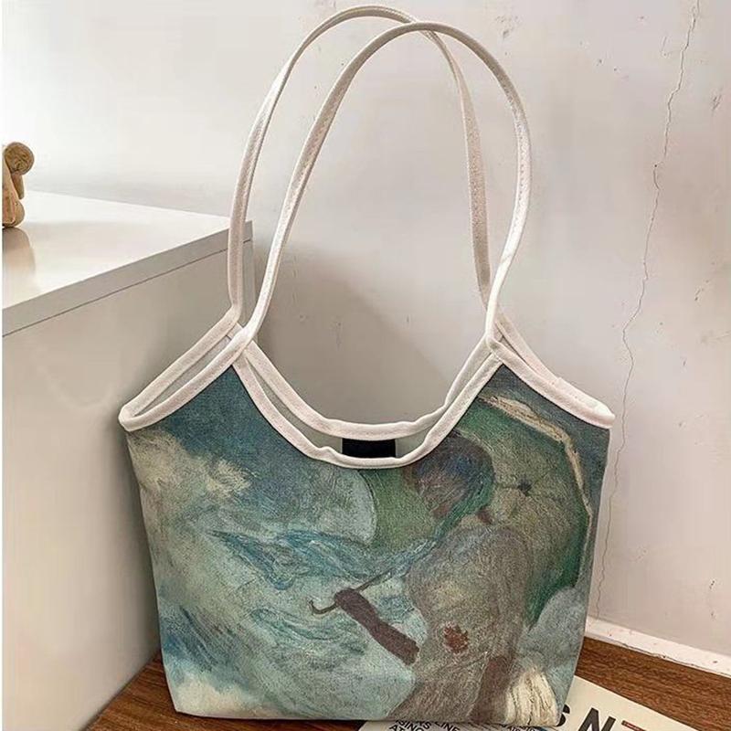 Painting Canvas Bags Casual Large Daily Women Shoulder Tote Handbag Simple Hobo Bags Funny Comics