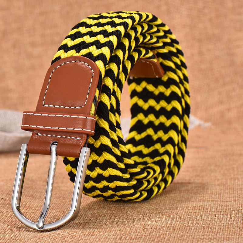 Men and Women Elastic Casual Student Belt Fashion Wild Woven Canvas Buckle Stretch