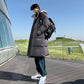 Cotton Jacket Men's Mid-length Loose and Thick Warm Padded Jacket Trend Casual All-match Hooded Down Jacket