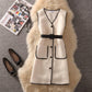 Ladies Sleeveless Vest Jacket Ladies Temperament Goddess Fan Waist Was Thin Cardigan All-match V-neck Ladies Jacket