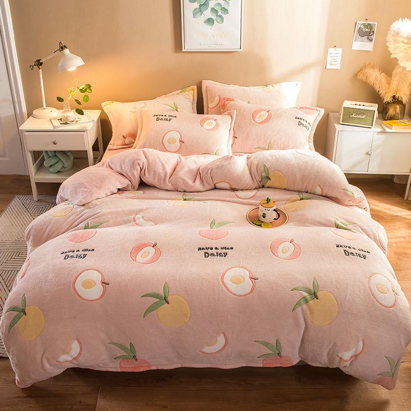 WTEMPO Soft Warm Coral Fleece Bedding Set Winter Sheet Bedspread Sofa Wash Flannel Duvet Cover Set