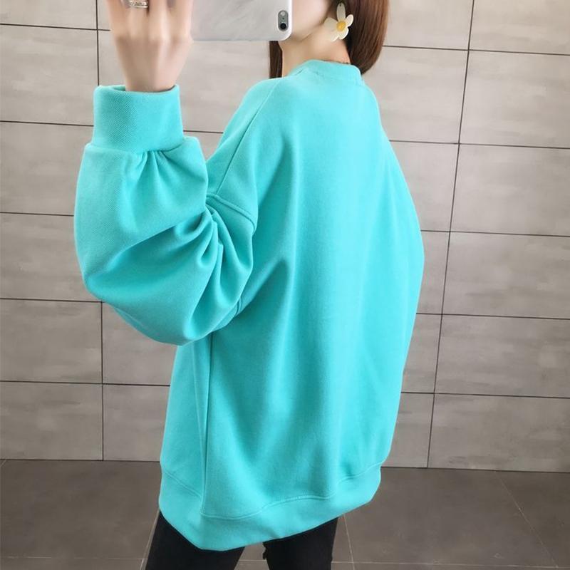 Cotton Sweater Women 2021 Spring and Autumn Round Neck Printing Long-sleeved Loose Top