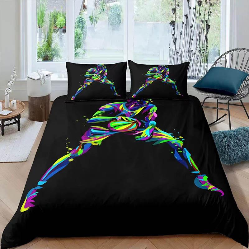 3D Print Character Football Trunk Bedding Is Set of Set of Pillow Sets of Home Supplies Bed Three-piece