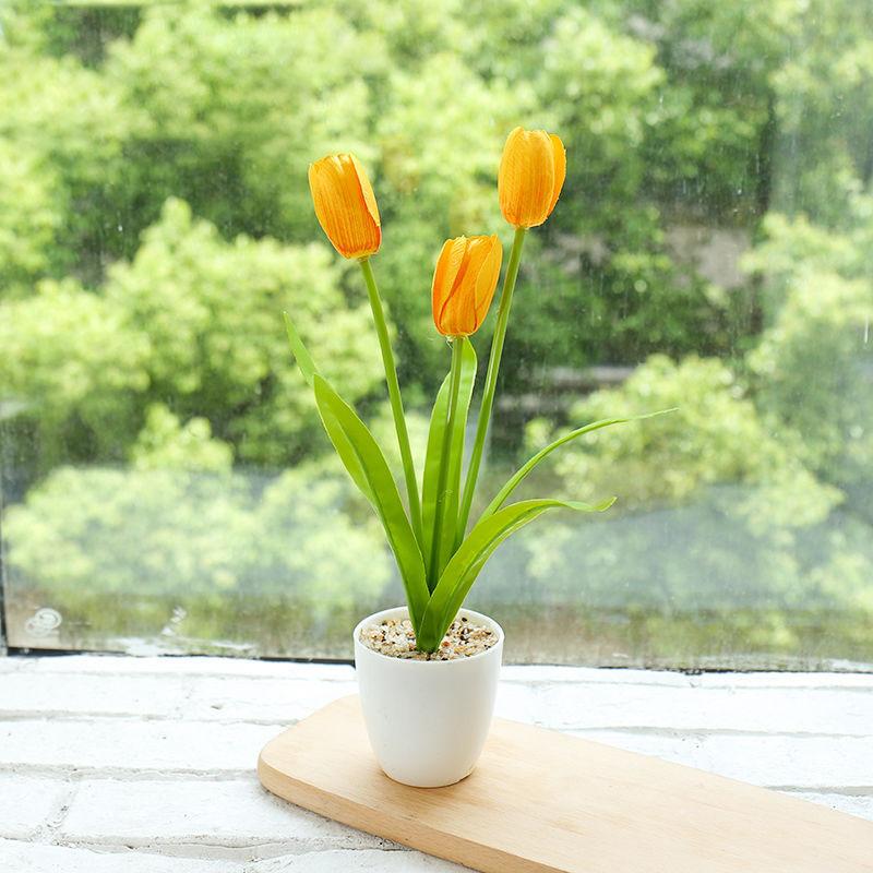 Fake Flower Tulip Bonsai Simulation Flower Creative Home Interior Dining Table Living Room Decoration Simulation Plant Artificial Flower