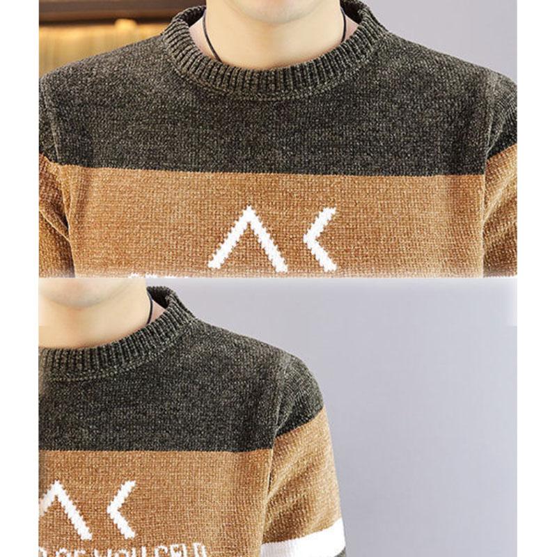 Chenille Sweater Men's Thick Winter Sweater Knit Sweater Top Casual All-match Insulation Bottoming Shirt