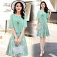 Set Chiffon Dress Female Niche Sweet Wind Is Thin Two-piece Skirt Round Neck Short-sleeved Top A-line Short Skirt Chiffon Fabric Light and Breathable