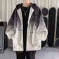 Gradient Jacket Loose Cardigan Hooded Baseball Jacket Casual Zipper Tie-Dye Cotton Thermal Long Sleeve Jacket Warm and Comfortable