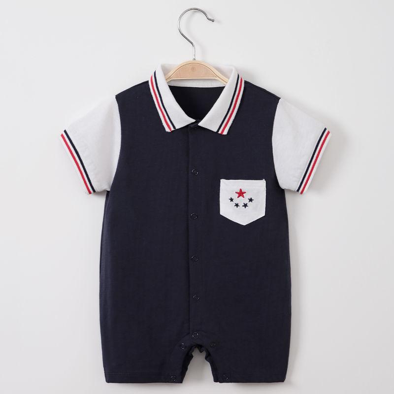 Full Moon One Hundred Days Baby Clothes Boy One Year Old Dress Baby Summer Dress Thin Short Sleeve Pure Cotton Gentleman One-piece
