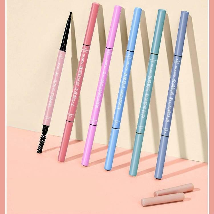 Women's Super Fine Double Eyebrow Pencil Super Waterproof and Sweatproof Natural Lasting Eyebrows
