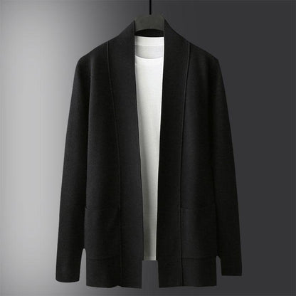 Autumn Mid-length Cardigan Sweater Men's Korean Version of The Trend of Knit Sweater Personality Thin Coat Youth Line Clothes Outer Wear