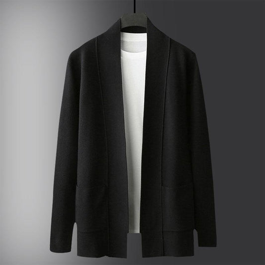 Autumn Mid-length Cardigan Sweater Men's Korean Version of The Trend of Knit Sweater Personality Thin Coat Youth Line Clothes Outer Wear