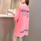 Cute Smiley Women Dress Girl Loose O-Neck Casual Long T-shirt Dress Big Loose Home Comfort Outer Convenient Nightdress Pajamas