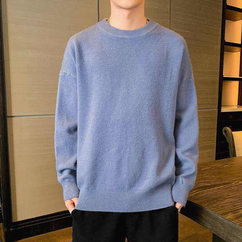 Autumn and Winter New Solid Color Pullover Sweater Men's Loose Thin Sweater Men's Sweater