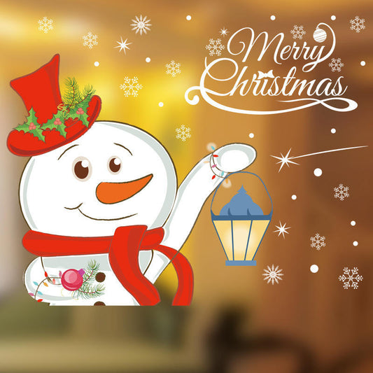 Christmas decoration snowman wall stickers shop door  window glass stickers PVC
