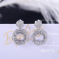 Elegant Round Silver Stud Earrings Circle Zircon Dangle Earrings for Women Gift Jewelry