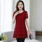 Women's Summer Short Sleeve Round Neck Large Size Lace Loose T-Shirt