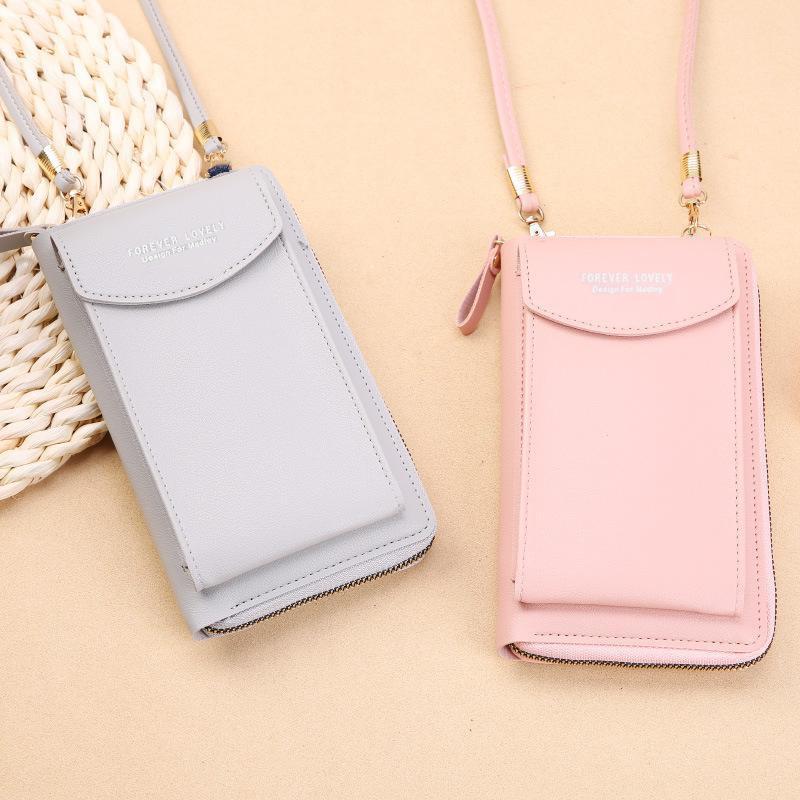 Women PU Leather Cell Phone Pocket Fashion Card Holders Small Crossbody Bag