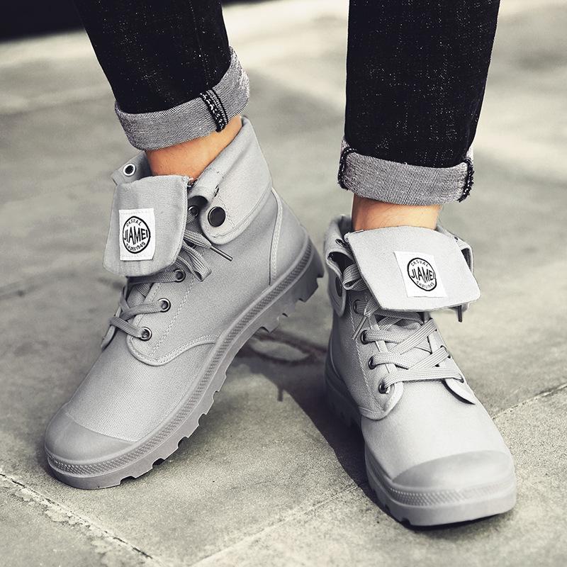 FashionCloth Men Simple Style Fashion High Military Ankle Shoes Leather Single Lace Up Rivet Boots