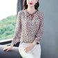Floral High-end Chiffon Shirt Top Women's Large Size Small Shirt Fashion Temperament Long Sleeves