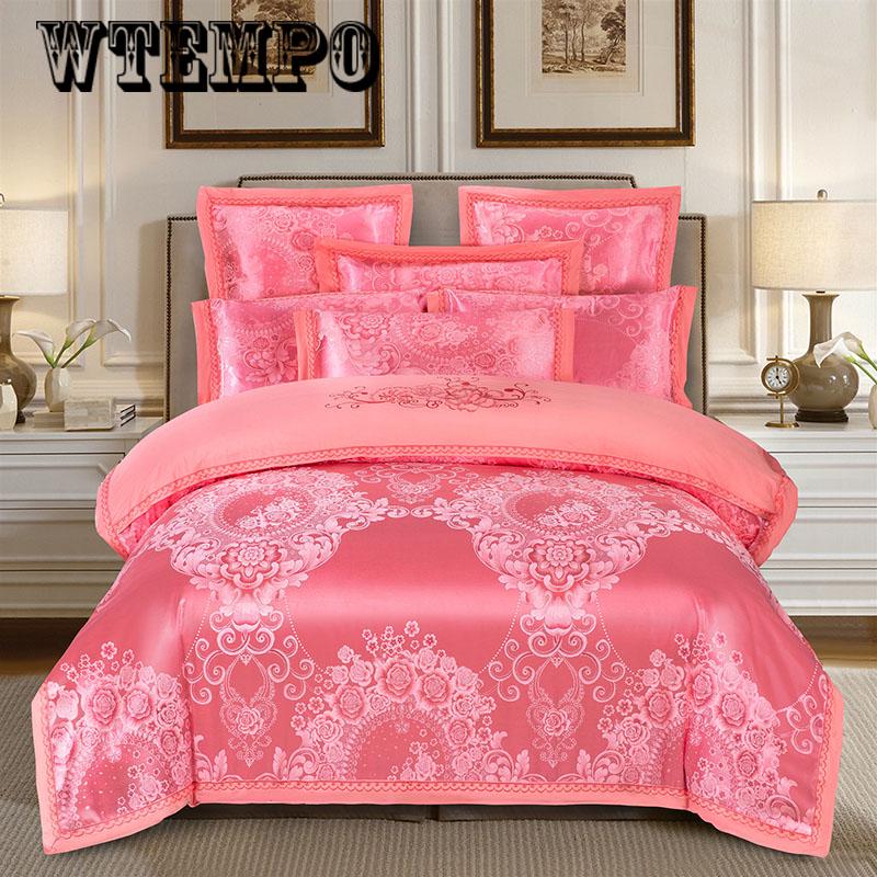 Cotton four-piece cotton quilt cover sheets bedroom home bedding European embroidery jacquard