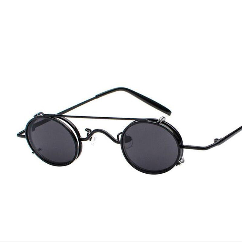 WTEMPO 2019 New Style Metal Steampunk Sunglasses Women Men Retro Removable lightweight Oval Sun Glas