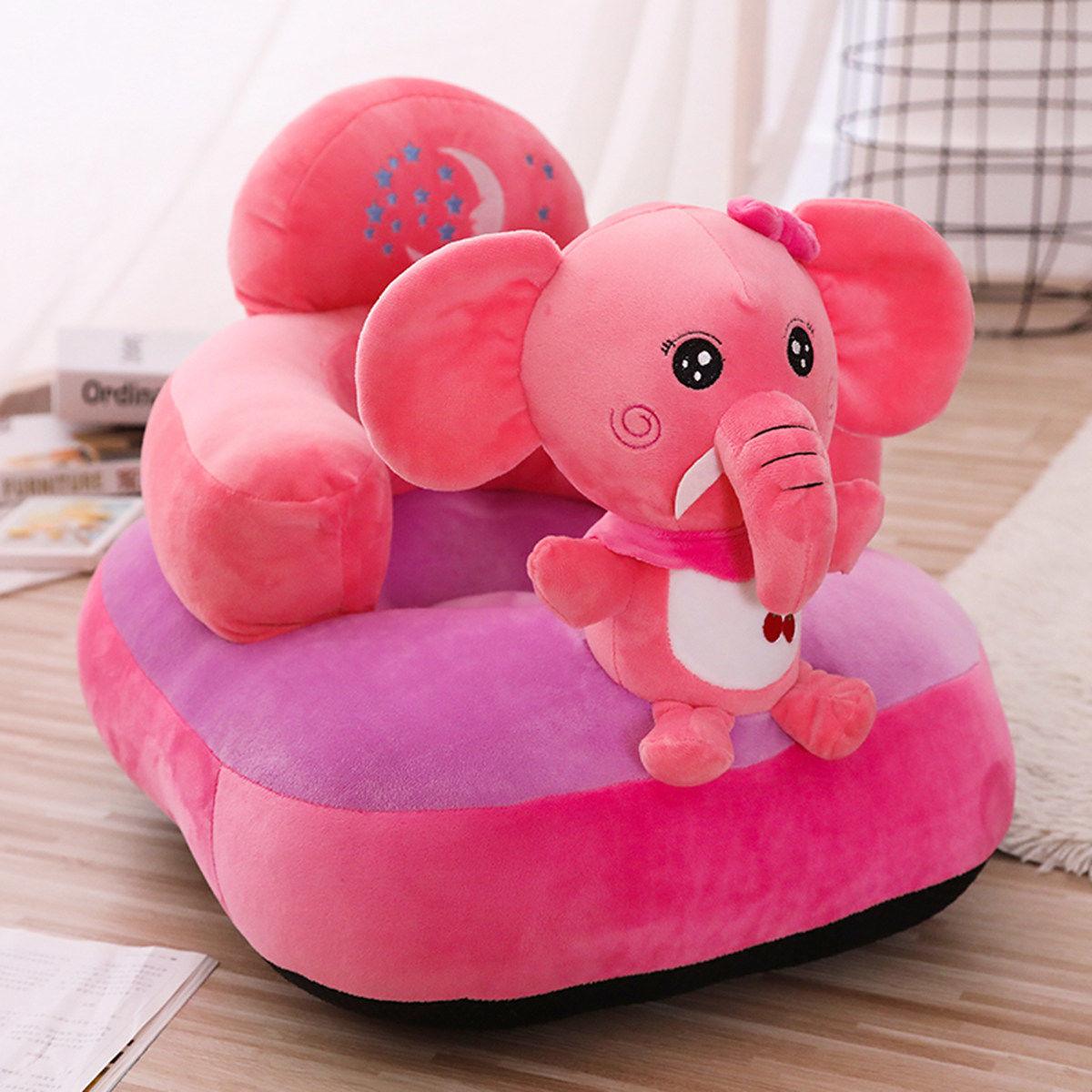 Children 4 Months-4 Years Old Cartoon Animal Seat High Elastic Sponge Bedroom Living Room Baby Room Thicker and Softer Plush Baby Sofa