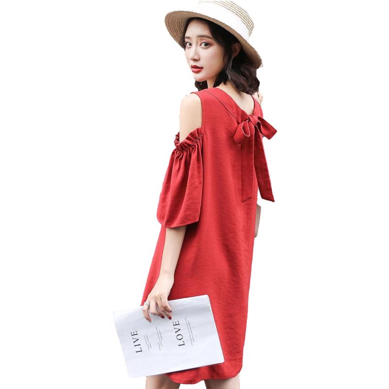 Large Size M-XXXXL Women's Summer Dress Back Bow Knee-length Daily Wear Office Dating Party
