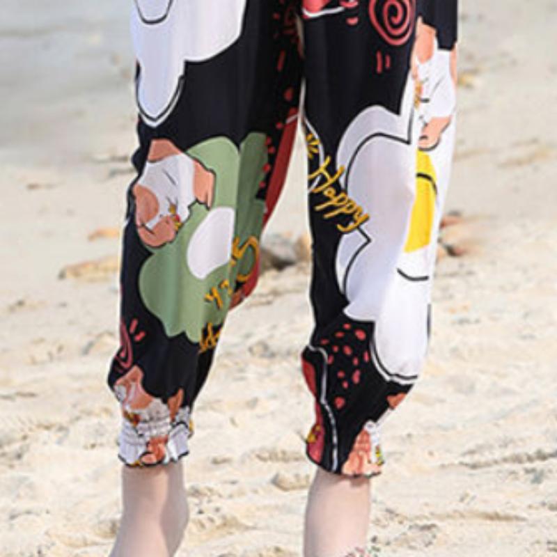 Seaside Vacation Beach Pants Ladies Summer Thin Harem Bloomers Anti-mosquito Pants Loose Cotton Silk Pajamas