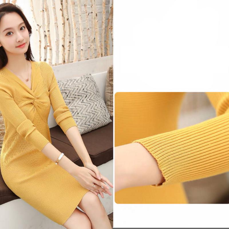 Knitted Bottoming Dress Female Mid-length Chest Wrap Sexy Slim Sweater Skirt Package