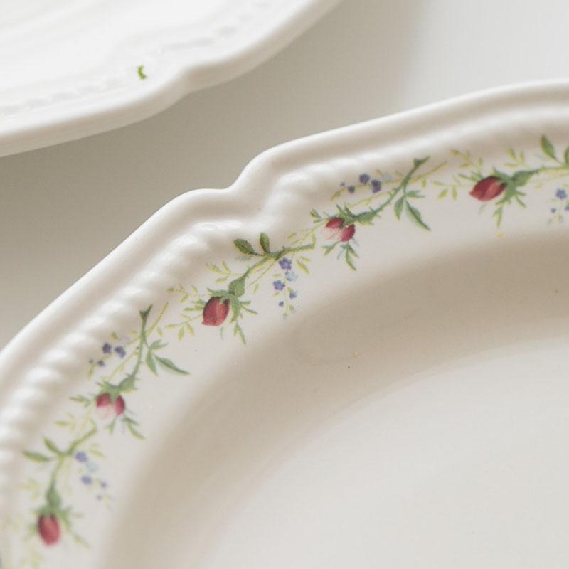 Rattan Flower French Embossed Dinner Plate Dish Ceramic Dessert Fruit Plate Retro Tableware