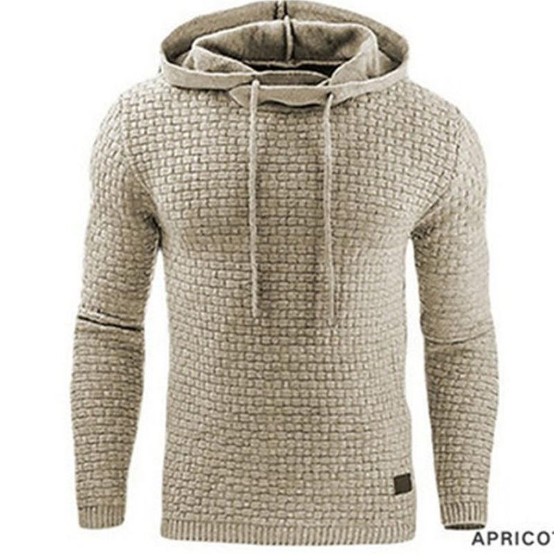 Men's Sweater Spring and Autumn Jacquard Long-sleeved Loose Fashion Hoodie Solid Color Sports Casual Jacket Trendy