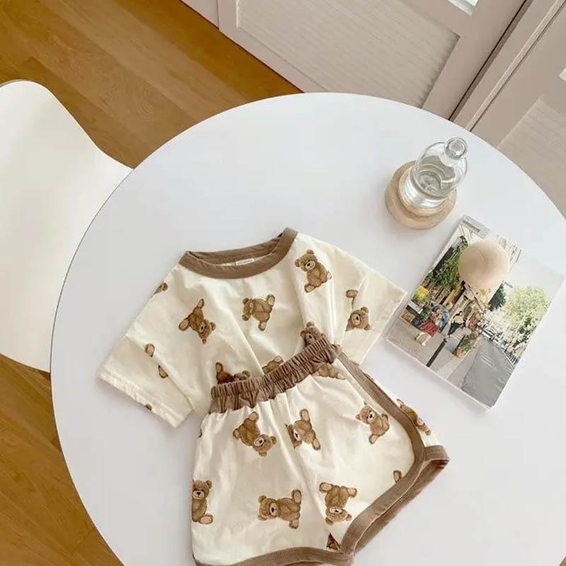 Baby Summer Cute Cartoon Short-sleeved T-shirt Top + Shorts Men and Women Baby Thin Section Breathable and Comfortable 2-piece Set